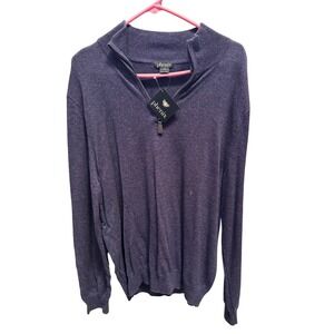 Phenix Mens Quarter Zip Pullover Sweater 100 Cashmere Navy Blue XL